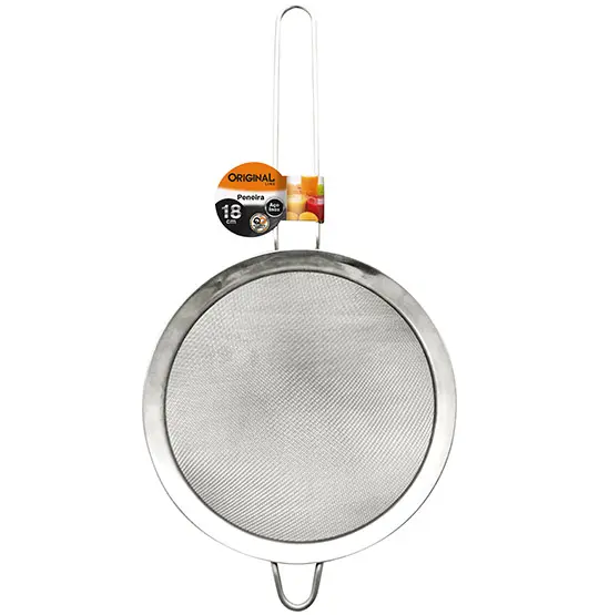 PENEIRA COADOR DE METAL INOX 33,5X18CM DE Ø