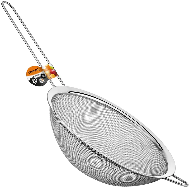 PENEIRA COADOR DE METAL INOX 38X20CM DE Ø