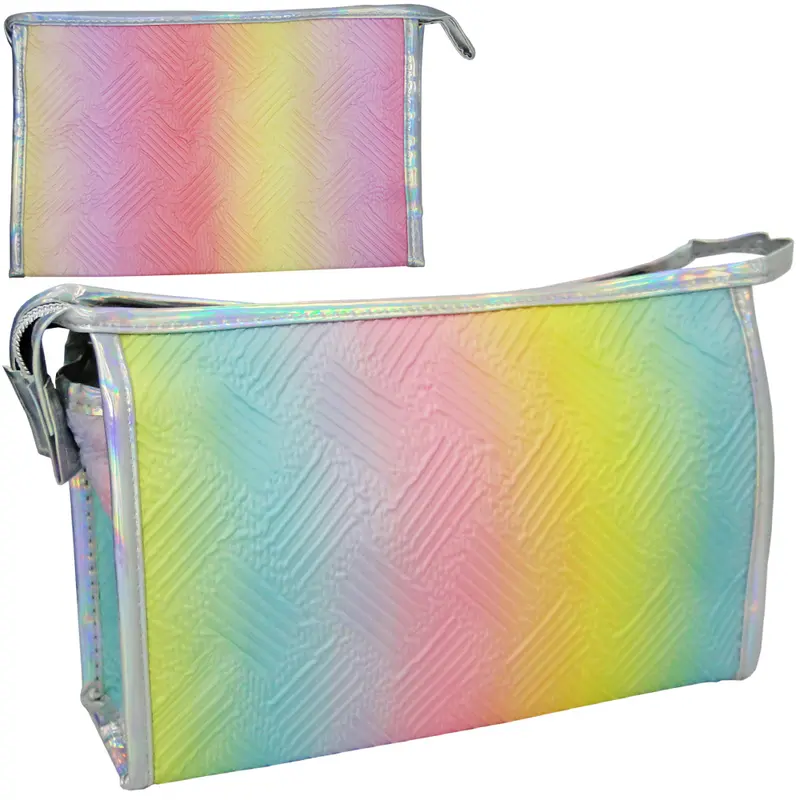 NECESSAIRE RETANGULAR FEMININA COM ALCA E ZIPER 23X15X6CM