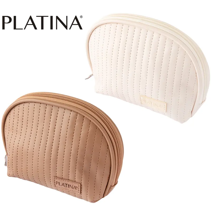 NECESSAIRE DE POLIESTER MEIA LUA UNISSEX COM ZIPER PLATINA 16,7X11,3X6,8CM