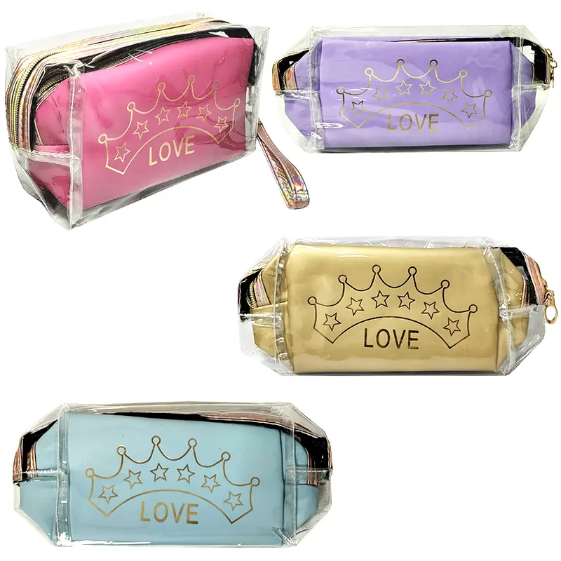 NECESSAIRE DE PVC RETANGULAR FEMININA COM ZIPER 2 PECAS
