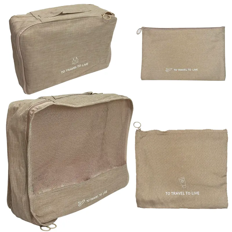 BOLSA NECESSAIRE DE POLIESTER PARA VIAGEM COM 4 PECAS