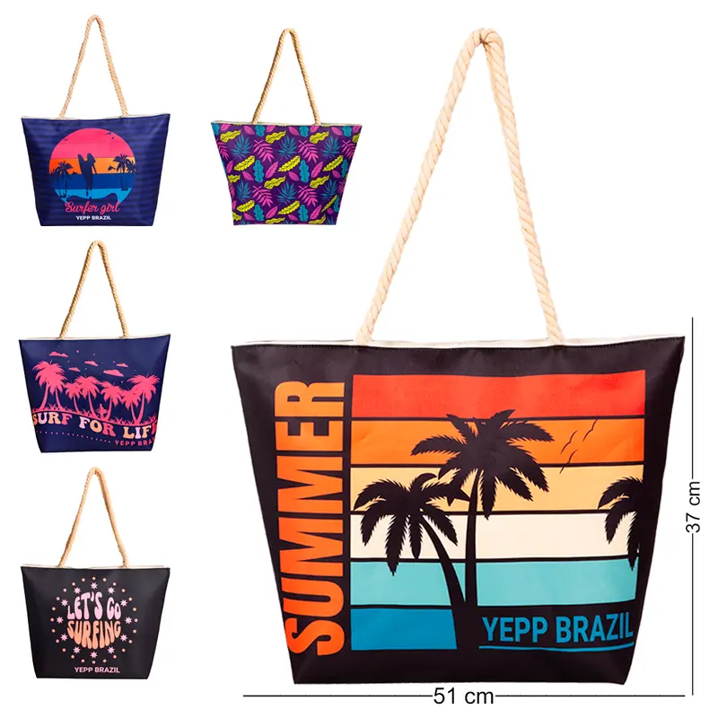 BOLSA DE PRAIA DE POLIESTER SUMMER PARADYSE 51X37X14,5CM