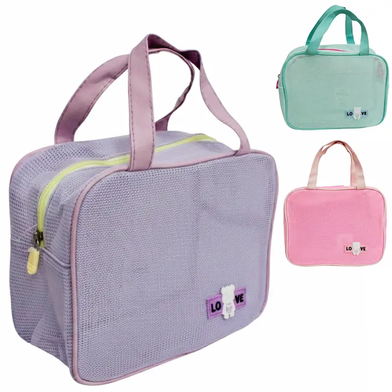 NECESSAIRE DE PVC RETANGULAR LOVE COM ALCA E ZIPER VERSY 23X18X10CM