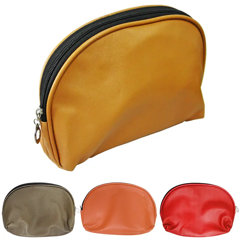 NECESSAIRE DE POLIESTER MEIA LUA UNISSEX LISA COM ZIPER COLORS 22X15X7CM