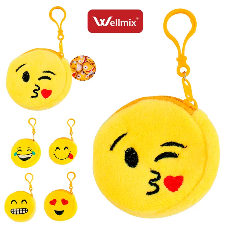 PORTA MOEDAS / NIQUEL DE PELUCIA EMOTICONS 8,5CM DE Ø