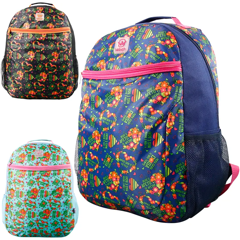 MOCHILA JUVENIL FEMININA STANDARD WINTH CORACOES COLORS 17''