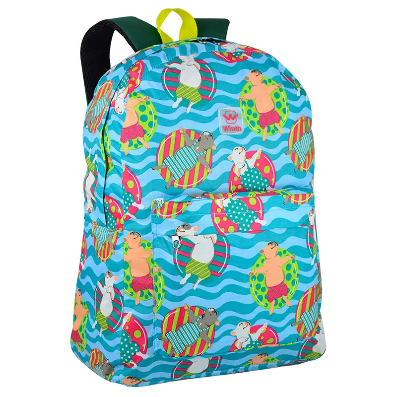 MOCHILA JUVENIL FEMININA BASIC WINTH ESTAMPAS SORTIDAS 17,5''