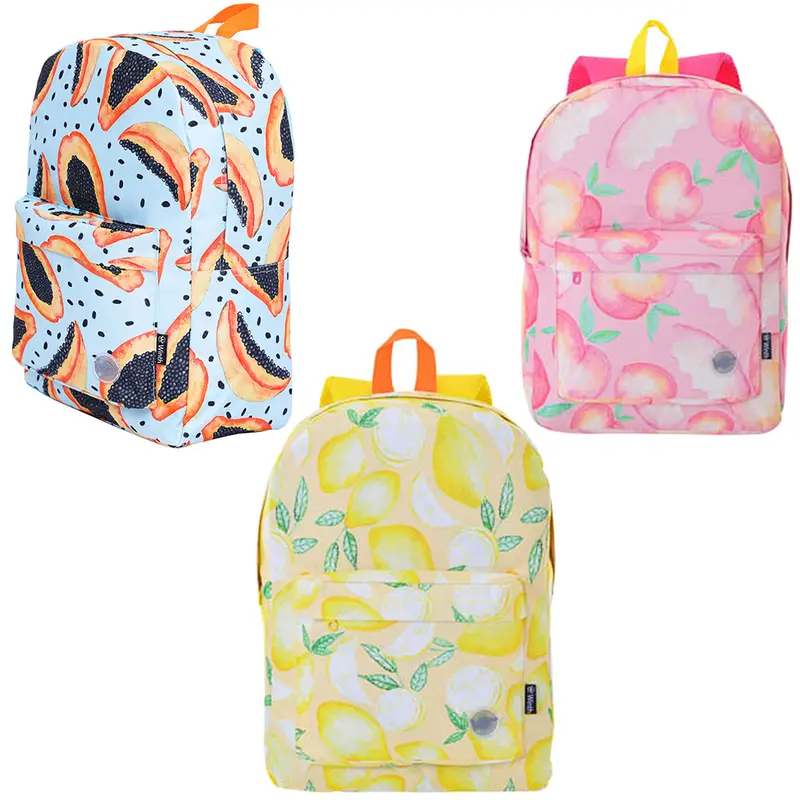 MOCHILA JUVENIL FEMININA BASIC WINTH FRUTAS 17,5''