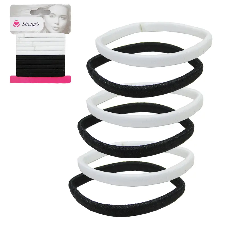 KIT ACESSORIOS PARA CABELO ELASTICO / RABICO PRETO / BRANCO COM 10 PECAS 4CM DE Ø