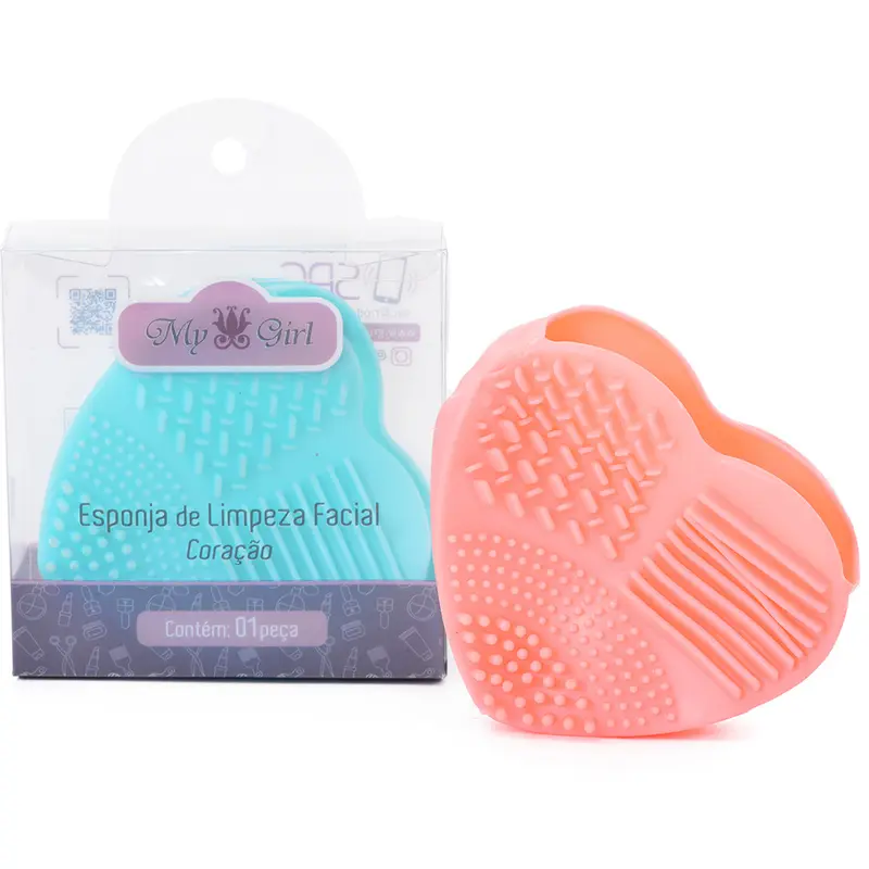 ESPONJA DE LIMPEZA FACIAL DE SILICONE CORACAO 8,5X7,5X3CM