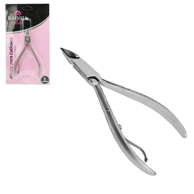ALICATE DE CUTICULA DE INOX RAINHA CHIC 3,5'' 9,5CM NA CARTELA