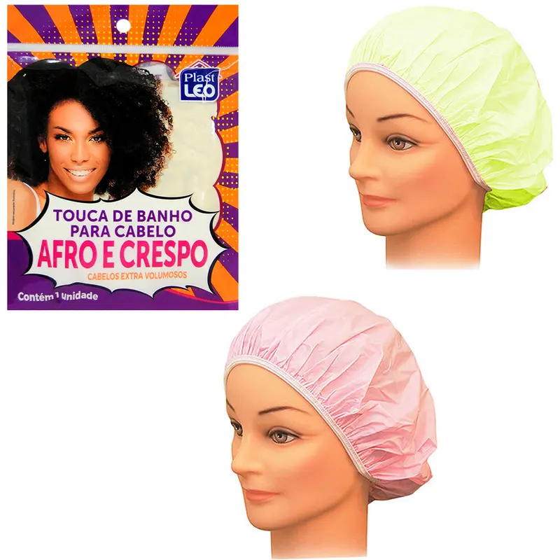 TOUCA DE BANHO PARA CABELO AFRO E CRESPO EXTRA VOLUMOSOS DE VINIL 29CM DE Ø