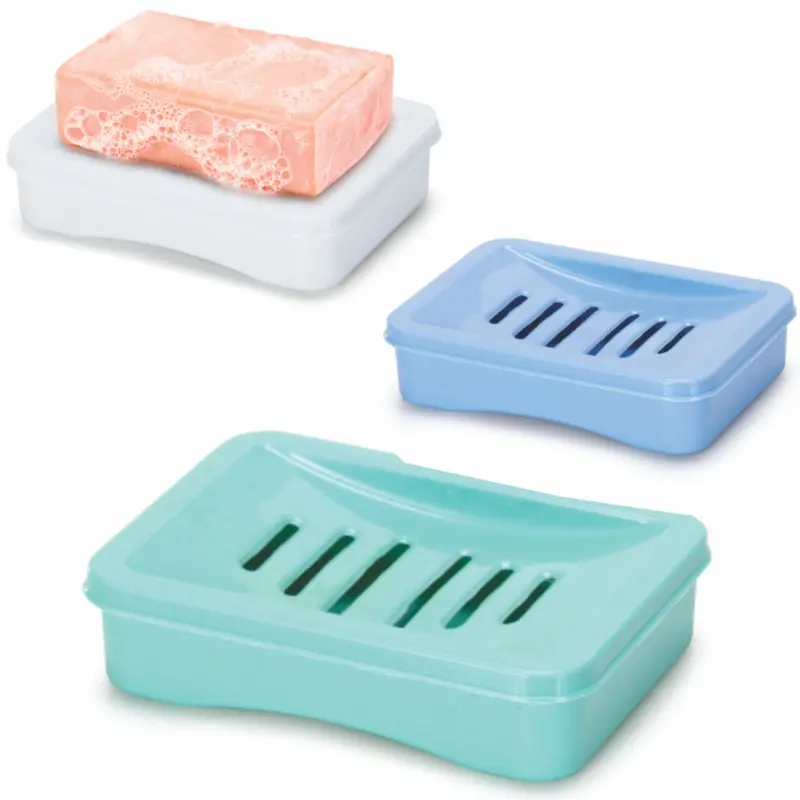 SABONETEIRA DE PIA DE PLASTICO RETANGULAR COM ESCORREDOR 11X8X3CM