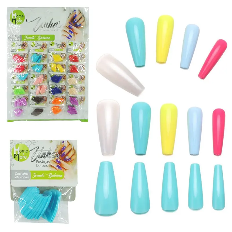 KIT DE UNHAS POSTICAS BAILARINA COLORS PARA MAOS 576 PECAS