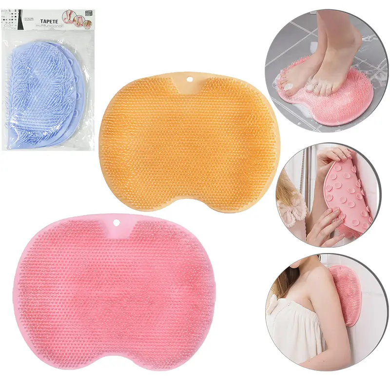 TAPETE DE PISO DE SILICONE PARA BANHEIRO MASSAGEADOR PARA PES E COSTAS 29X21CM