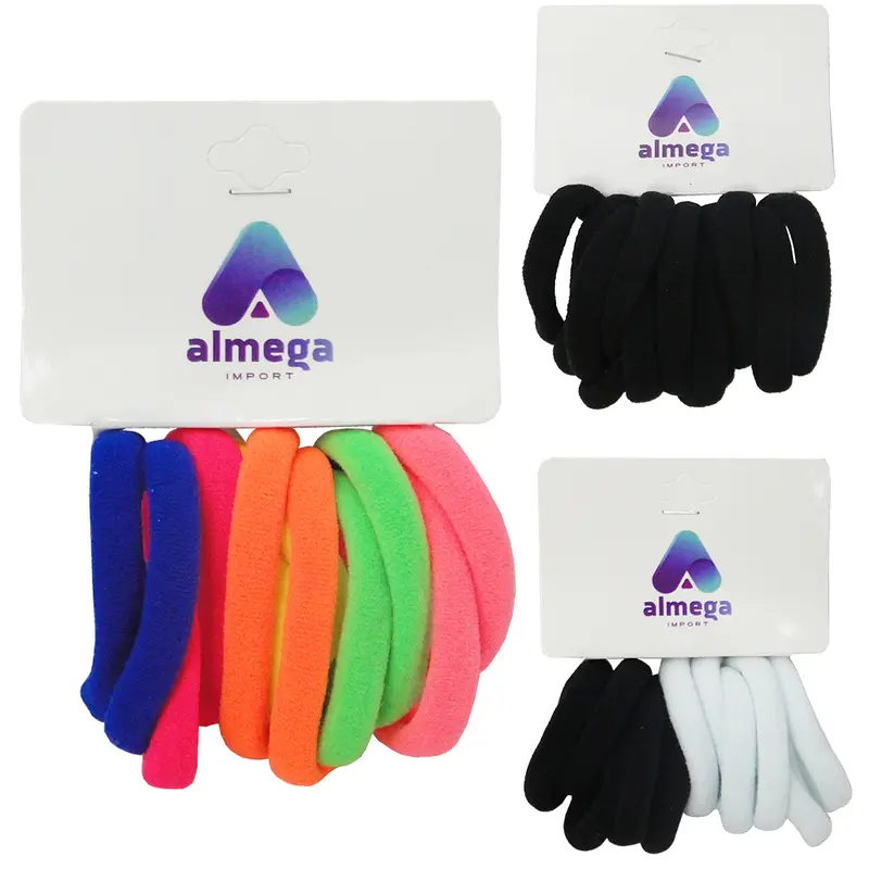 KIT ACESSORIOS PARA CABELO ELASTICO / RABICO COLORS COM 12 PECAS 4CM DE Ø