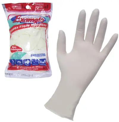 LUVA DE LATEX EXAMGLO MULTIUSO GRANDE COM 10 PECAS