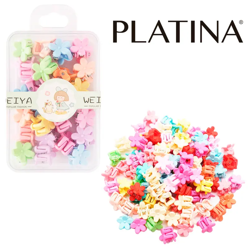 KIT ACESSORIOS PARA CABELO MINI PIRANHA PLATINA COM 24 PECAS NO ESTOJO
