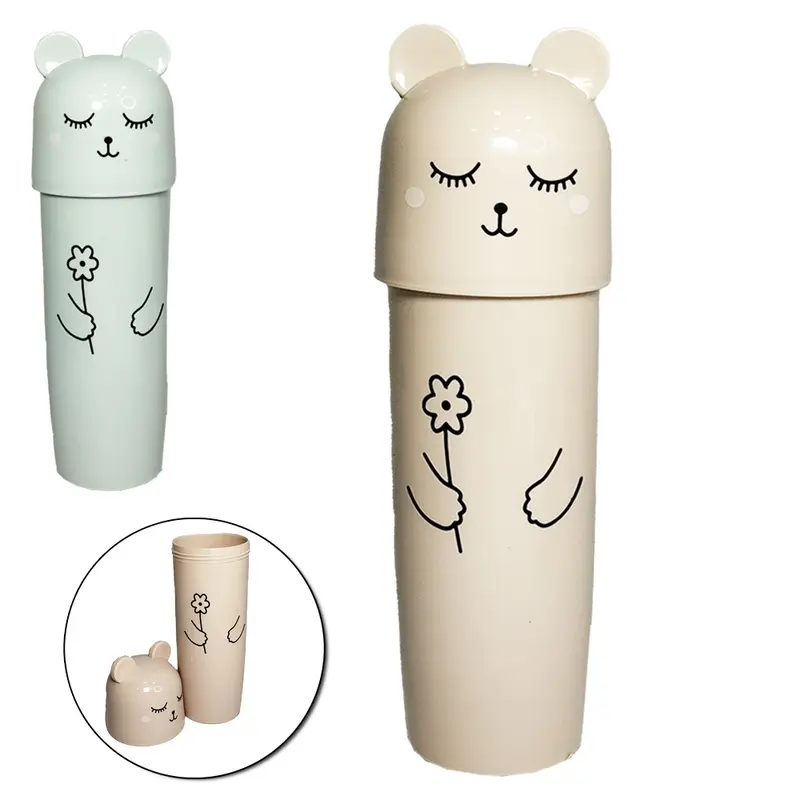PORTA ESCOVA/ESTOJO DENTAL DE PLASTICO URSO BIPARTIDO 21X5CM