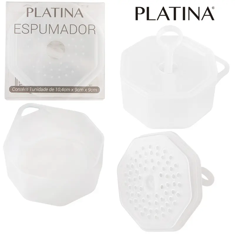 ESPUMADOR SABAO DE PLASTICO OITAVADO PLATINA 10,4X9X9CM