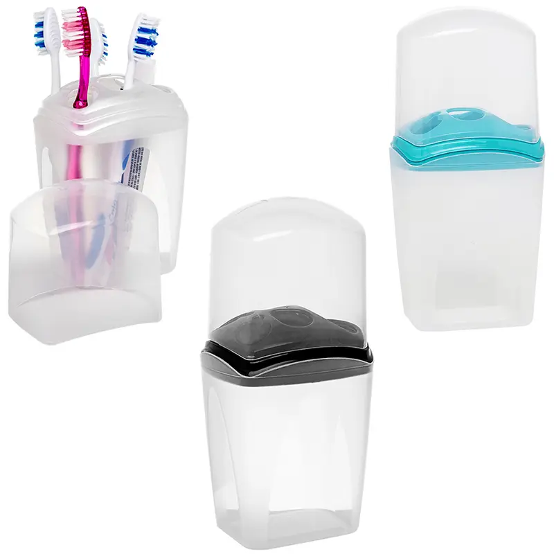 PORTA ESCOVA DENTAL DE PIA DE PLASTICO COM TAMPA