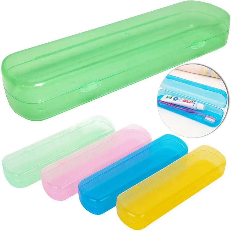 PORTA ESCOVA / ESTOJO DENTAL DE PLASTICO OVAL FLIP COM TRAVA COLORS 21X6X3CM