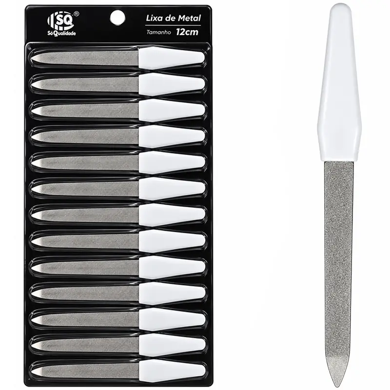 LIXA DE UNHA DE METAL CABO PLASTICO COM 12 PECAS 12X1,5CM
