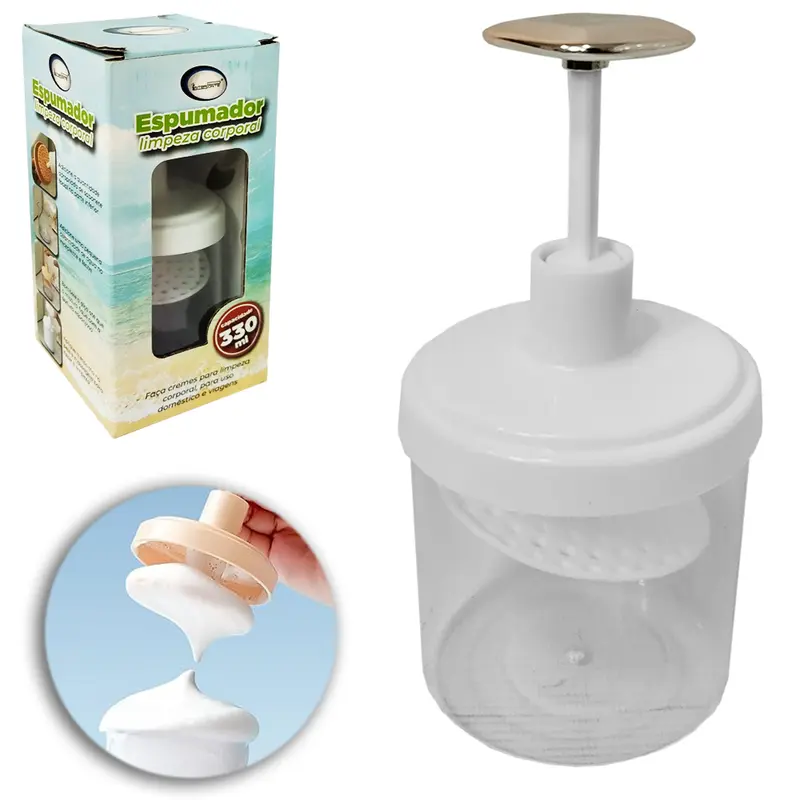 DISPENSER ESPUMADOR PARA LIMPEZA CORPORAL DE ACRILICO 350ML 17X8,5CM DE Ø