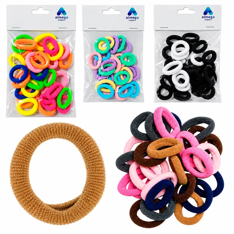 KIT ACESSORIOS PARA CABELO ELASTICO / RABICO COM 30 PECAS 2CM DE Ø