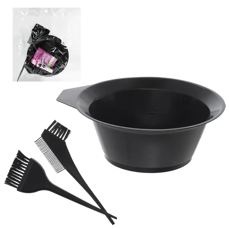 KIT TINTURA PARA CABELO COM POTE + PINCEL E PENTE PRETO 3 PECAS