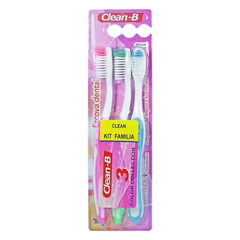 ESCOVA DENTAL MEDIA CLEAN-B COM 3 PECAS