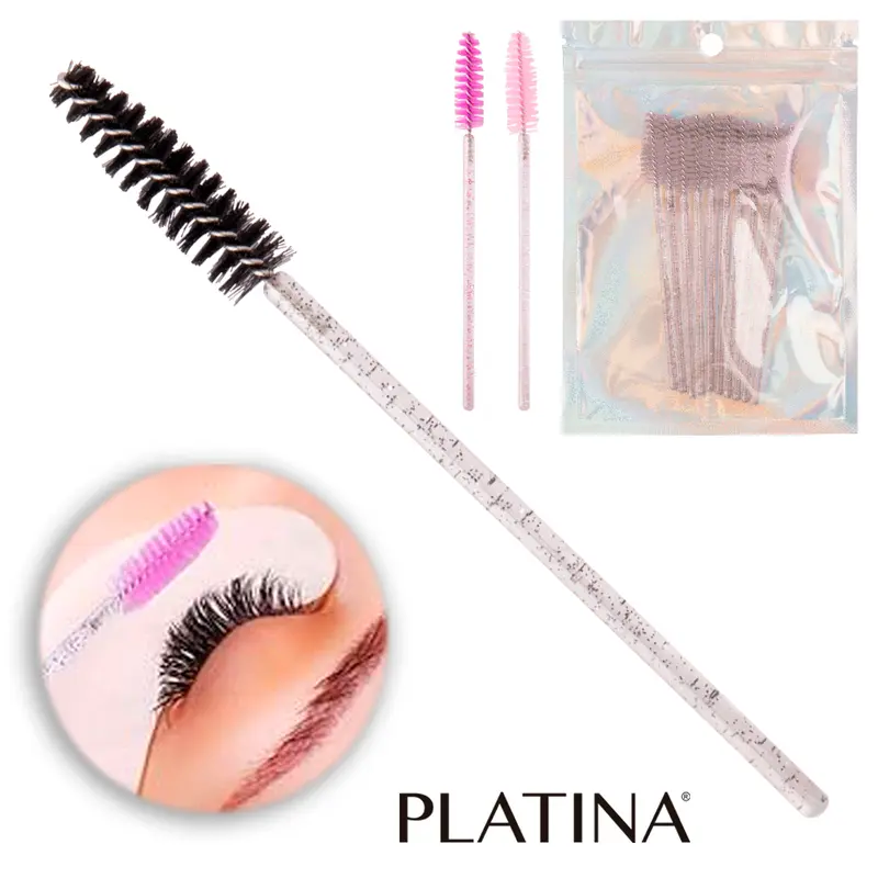 ESCOVINHA PARA CILIOS E SOBRANCELHAS GLITTER COM 10 PECAS 10CM