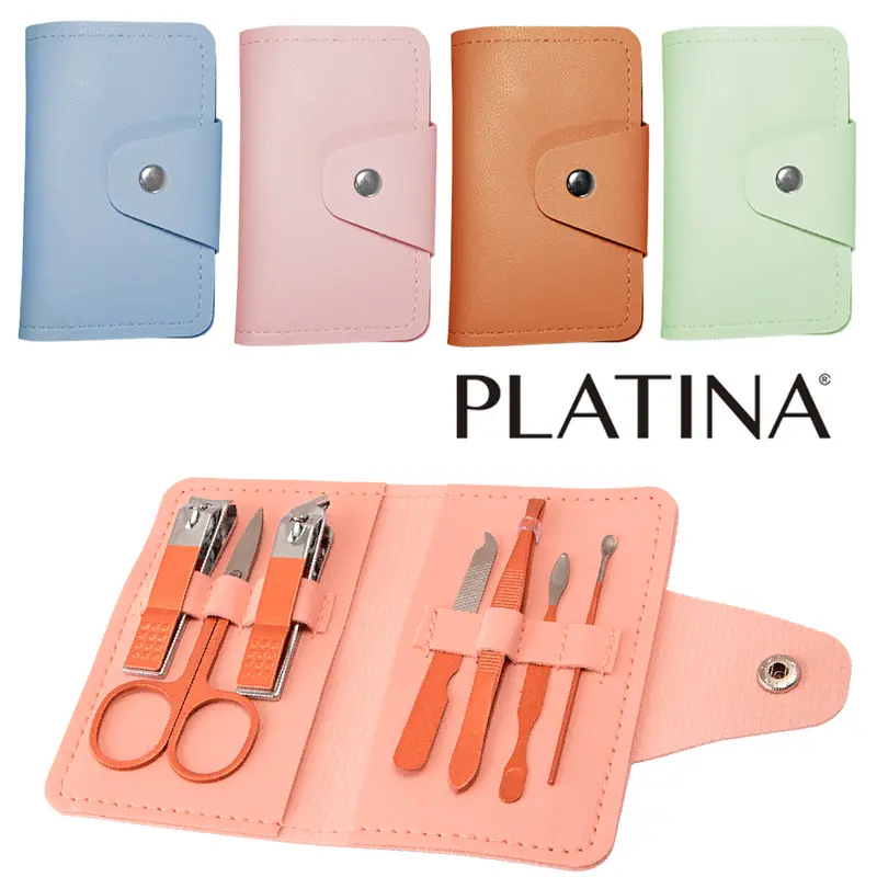 KIT MANICURE COM CORTADOR DE UNHA + PINCA DE SOBRANCELHA E ACESSORIOS 7 PECAS NA CARTEIRA