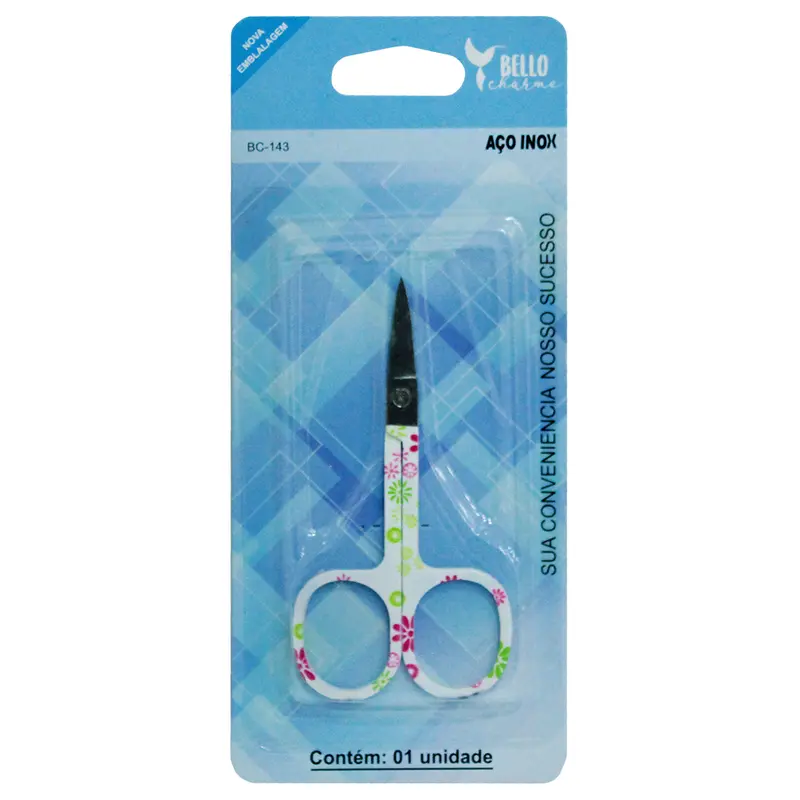 TESOURA DE UNHA DE INOX COM PONTA REDONDA BELLO CHARME 3,5'' 8,5CM