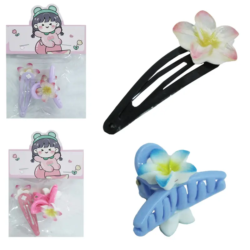 KIT ACESSORIOS PARA CABELO PRESILHA TIC TAC + PIRANHA FLOR
