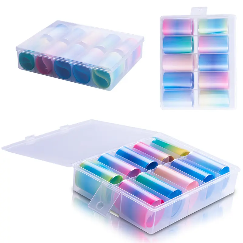 FOIL PARA UNHAS COLORS COM 10 PECAS 49X4CM NO ESTOJO