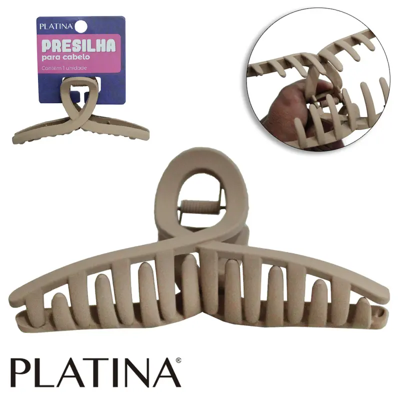 ACESSORIO PARA CABELO PIRANHA PLATINA 11X5X4CM