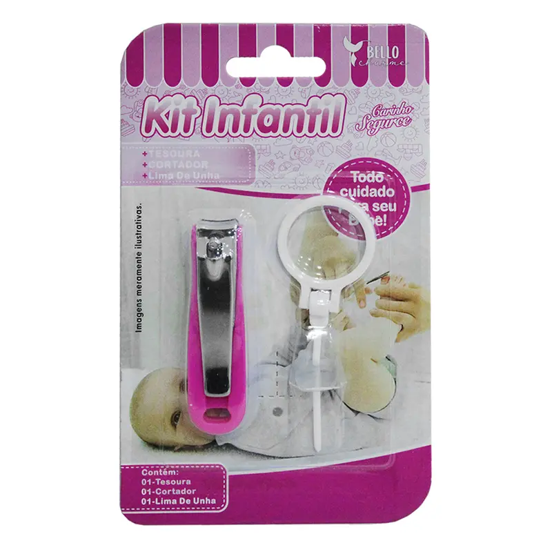 CORTADOR DE UNHA INFANTIL DE INOX COM LUPA BELLO CHARME