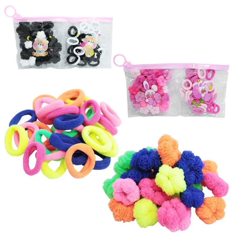 KIT ACESSORIOS PARA CABELO ELASTICO / RABICO COM 60 PECAS 2CM DE Ø NA BOLSA