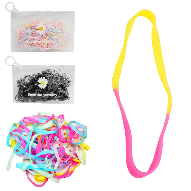 KIT ACESSORIOS PARA CABELO ELASTICO / RABICO DE SILICONE COM 250 PECAS 2CM DE Ø NA BOLSA