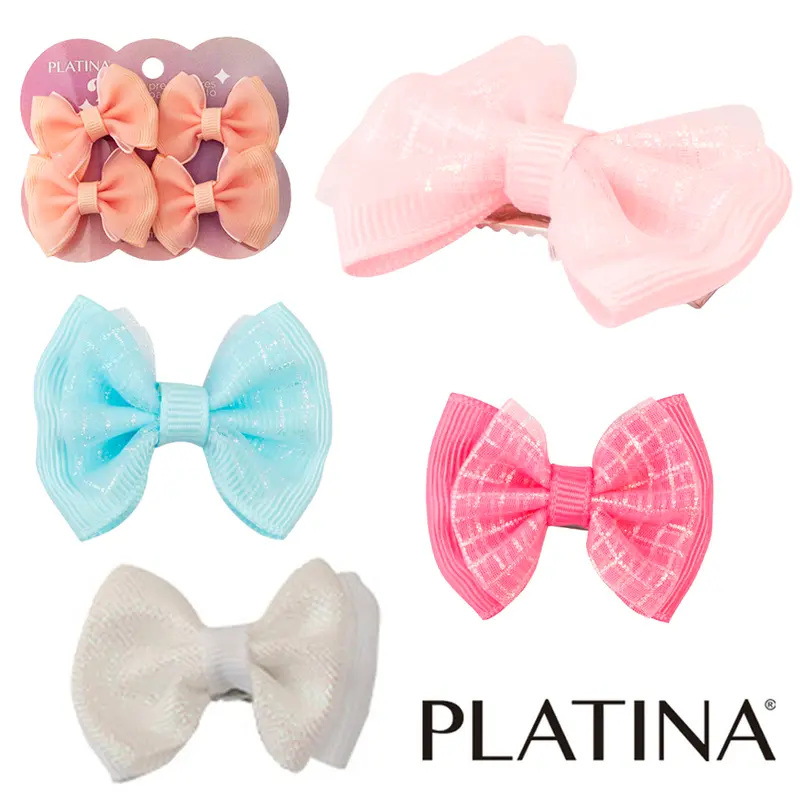KIT ACESSORIOS PARA CABELO PRESILHA LACO PLATINA COM 4 PECAS 4,5X3,5X1,5CM