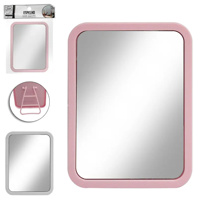 ESPELHO DE MESA RETANGULAR COM MOLDURA DE PLASTICO COLORS 15X11,5CM