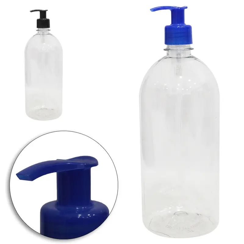 PORTA SABONETE LIQUIDO DE PLASTICO PET REDONDO CRISTAL LISO 1L