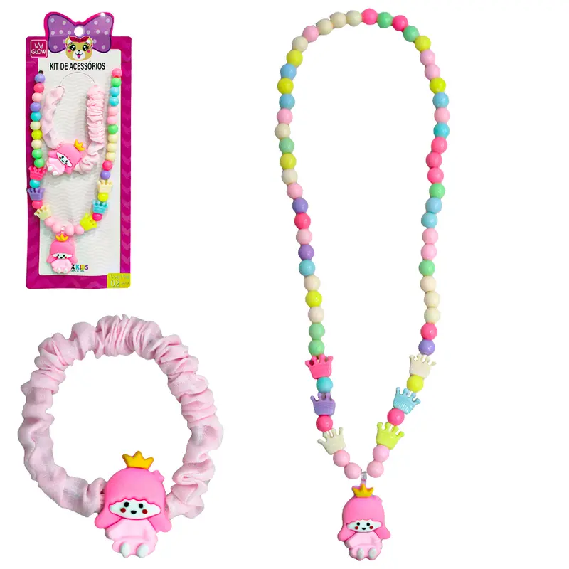 KIT BELEZA / BIJUTERIA INFANTIL COM COLAR + PULSEIRA