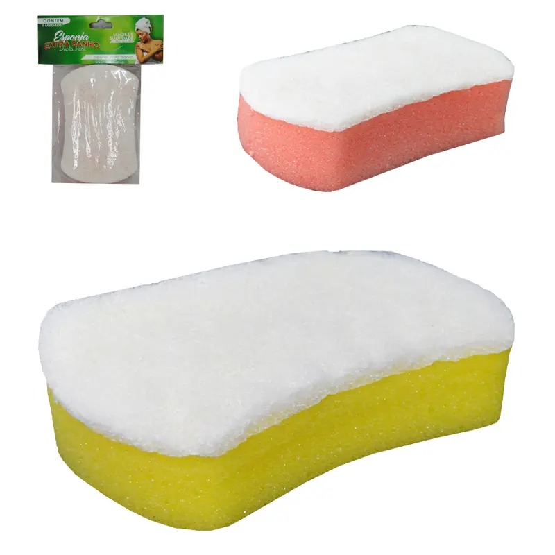 ESPONJA / BUCHA DE ESPUMA PARA BANHO DUPLA FACE COLORS 120X80X40MM