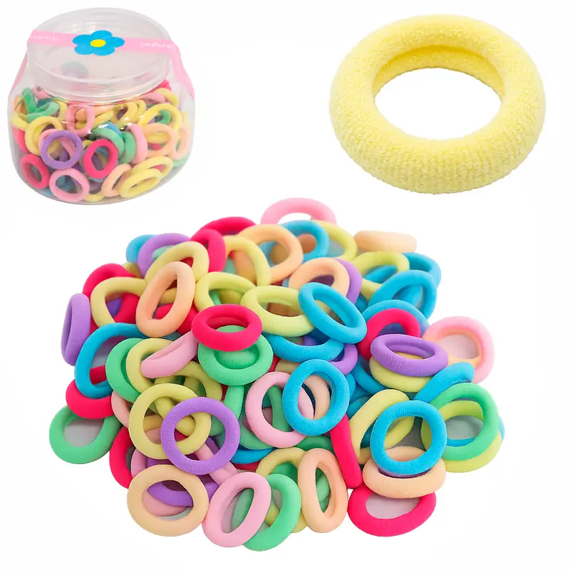 KIT ACESSORIOS PARA CABELO ELASTICO / RABICO COM 90 PECAS 2CM DE Ø NO POTE