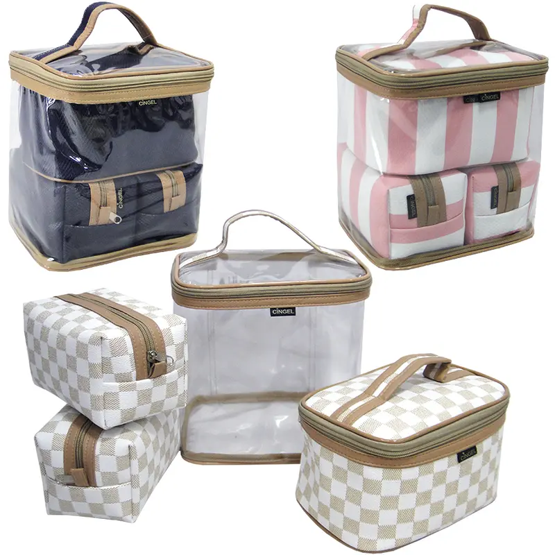 NECESSAIRE RETANGULAR UNISSEX ESTAMPAS SORTIDAS COM ZIPER 3 PECAS NA BOLSA