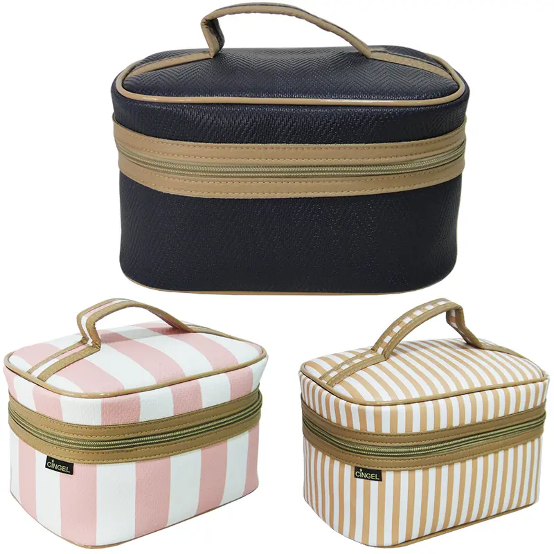 NECESSAIRE FRASQUEIRA OVAL FEMININA ESTAMPAS SORTIDAS COM ALCA + ZIPER 22X15X12CM
