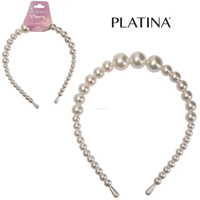TIARA PEROLA PLATINA 15X13X1,8CM